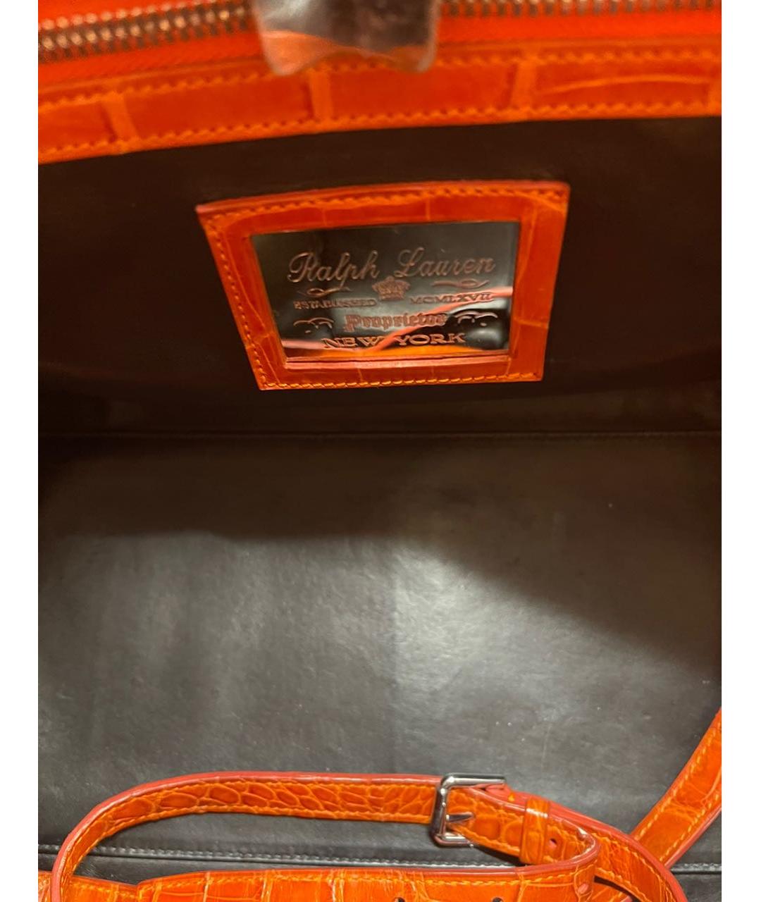 RALPH LAUREN Оранжевая сумка с короткими ручками из экзотической кожи, фото 3