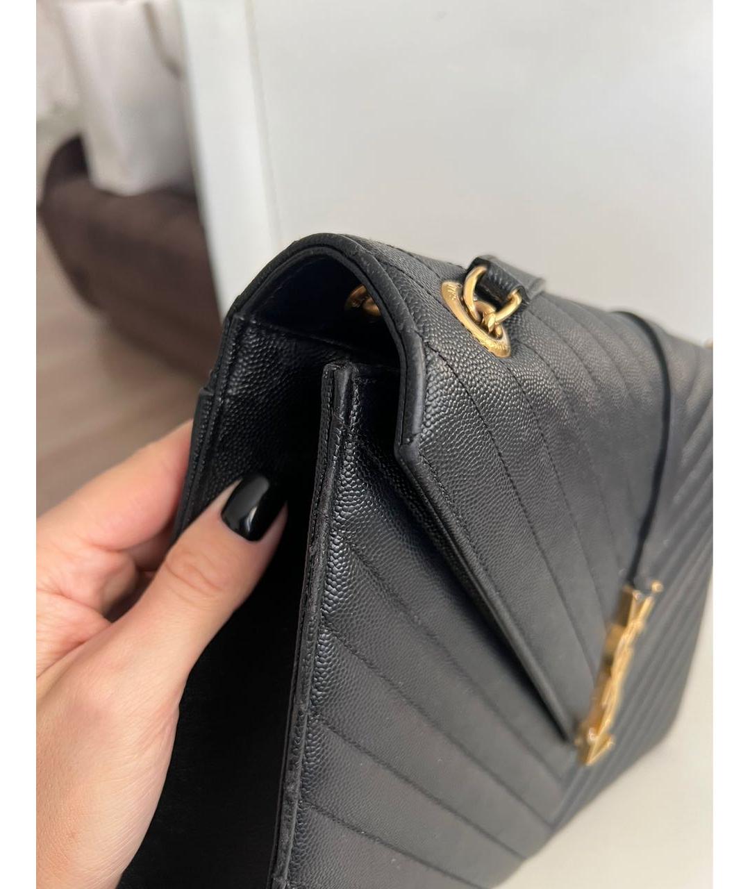 SAINT LAURENT Черная кожаная сумка через плечо, фото 4