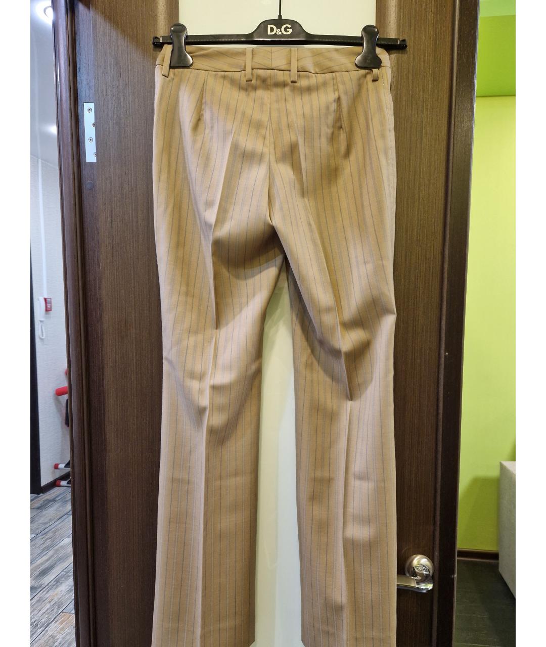 DOLCE&GABBANA Бежевые шерстяные прямые брюки, фото 2