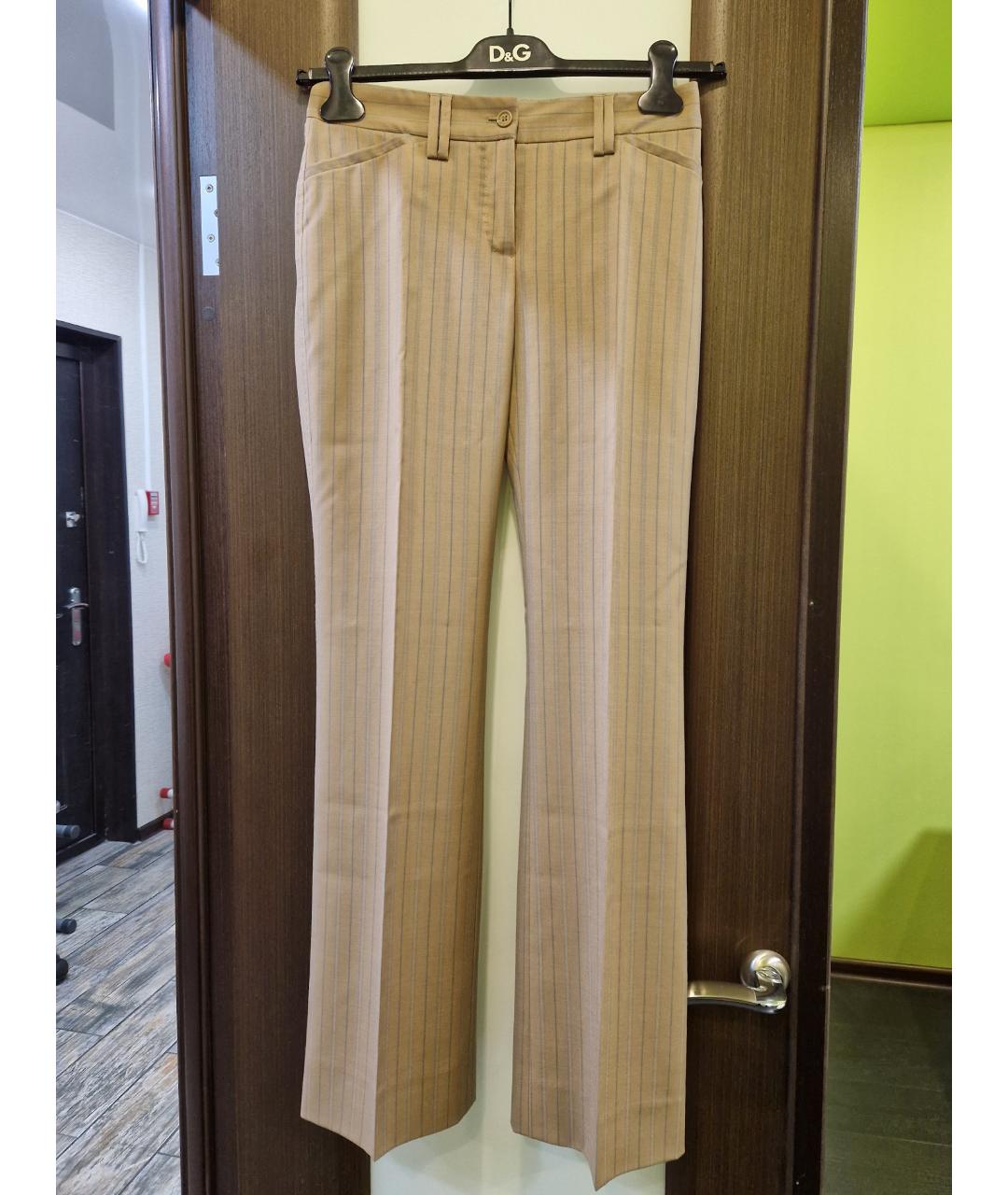 DOLCE&GABBANA Бежевые шерстяные прямые брюки, фото 6