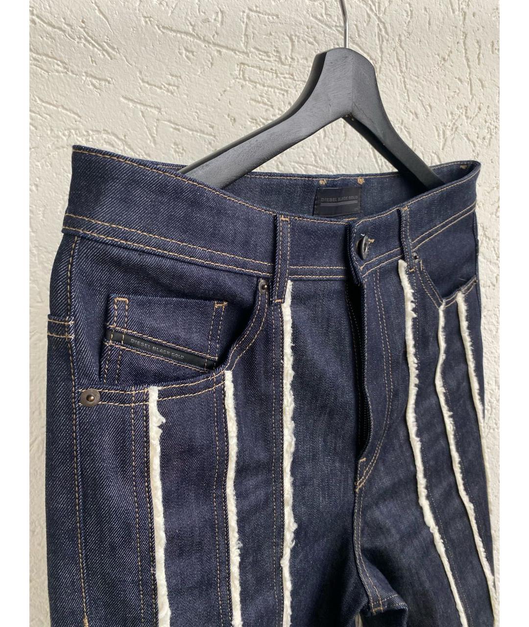 DIESEL BLACK GOLD Темно-синие хлопко-эластановые прямые джинсы, фото 2