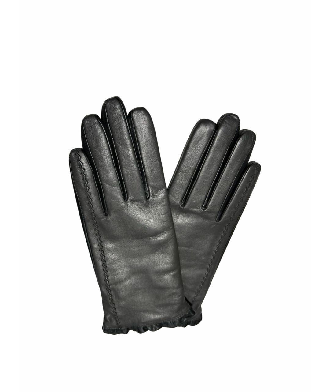MARC CAIN Антрацитовые кожаные перчатки, фото 1