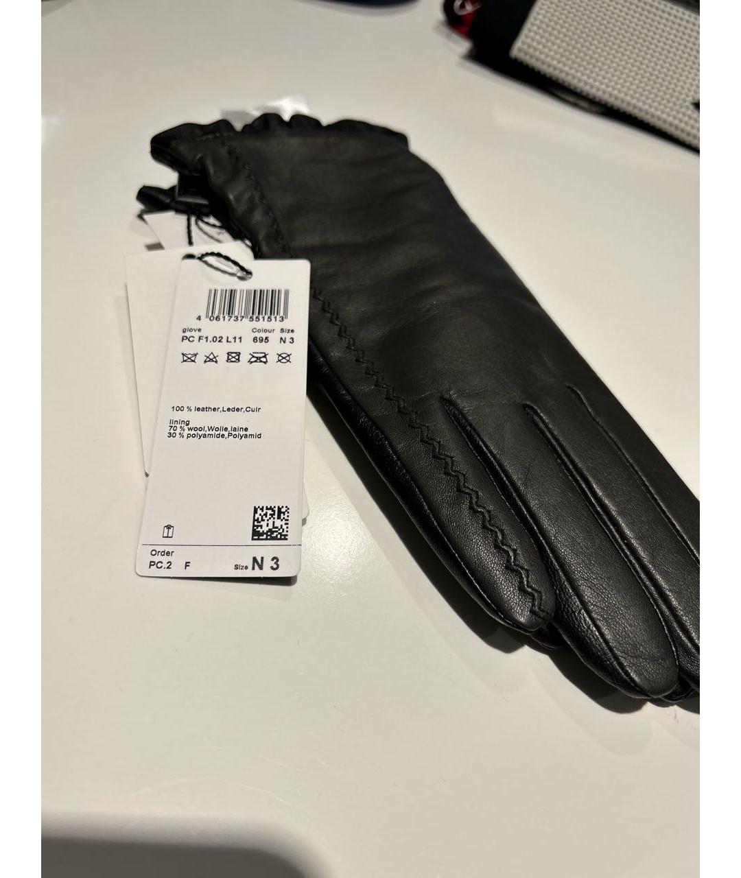 MARC CAIN Антрацитовые кожаные перчатки, фото 5