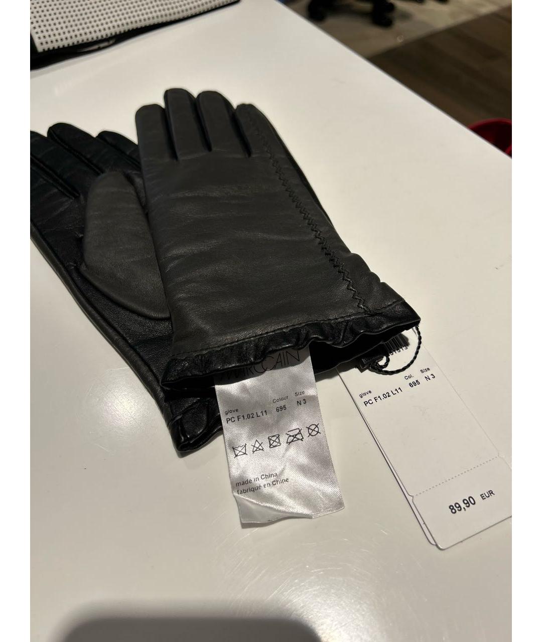 MARC CAIN Антрацитовые кожаные перчатки, фото 4