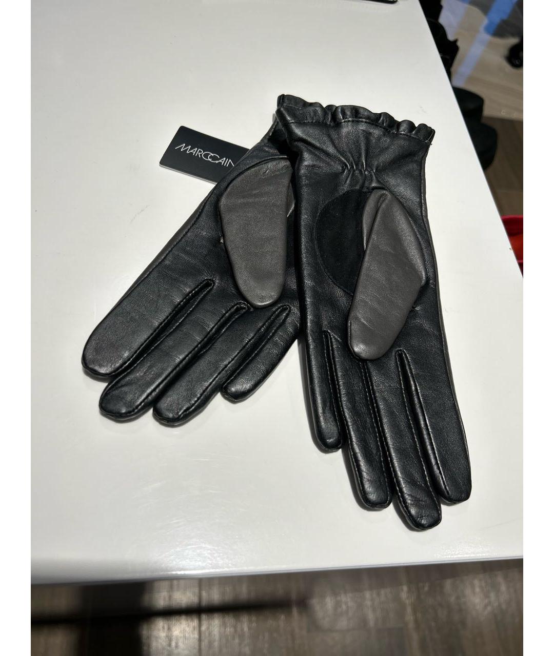 MARC CAIN Антрацитовые кожаные перчатки, фото 2