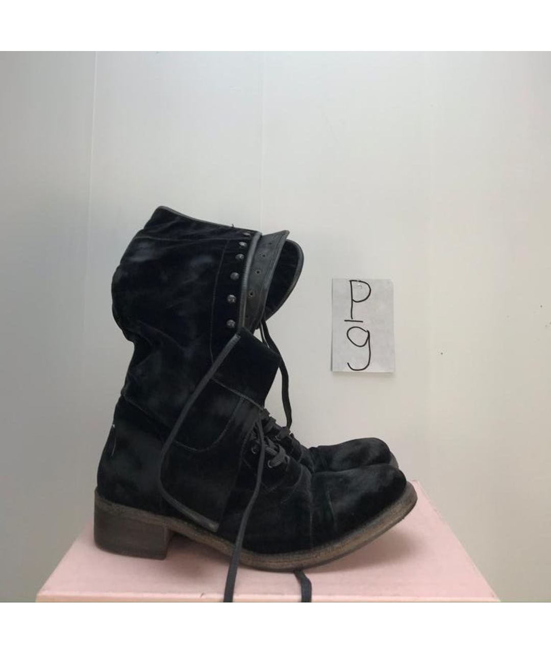 JOHN VARVATOS Черные бархатные высокие ботинки, фото 7