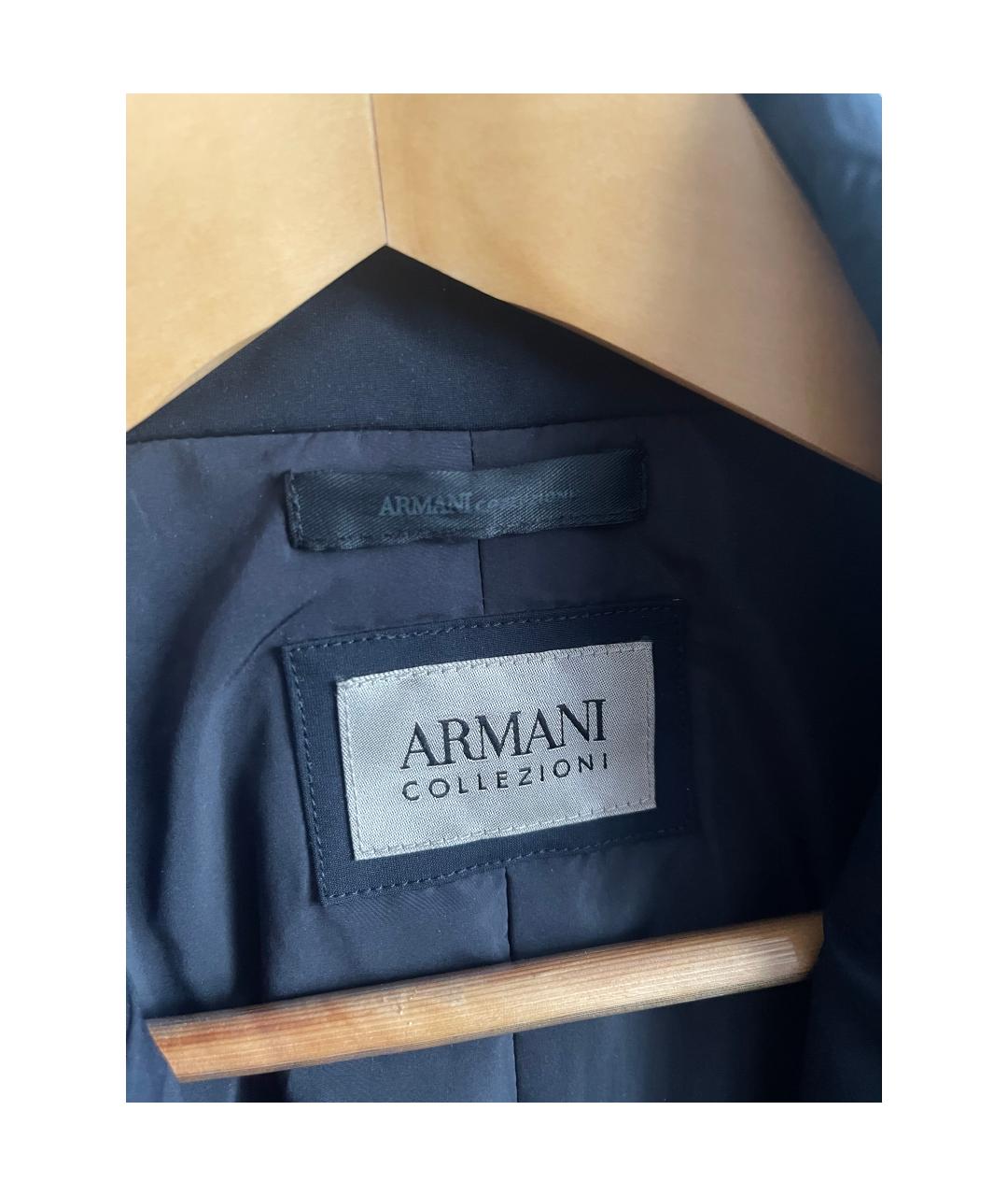 ARMANI COLLEZIONI Темно-синяя полиэстеровая куртка, фото 9