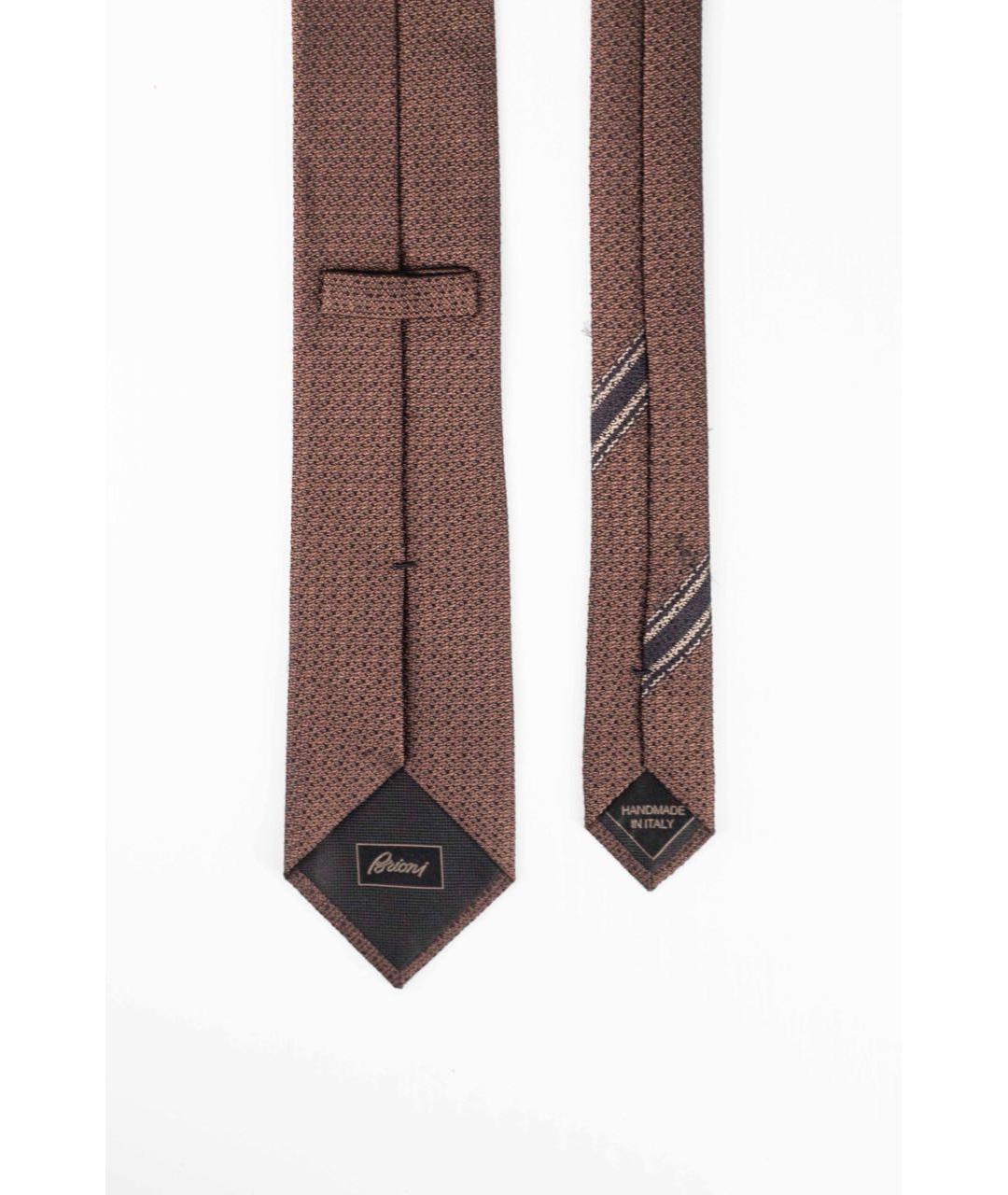 BRIONI Коричневый шелковый галстук, фото 3