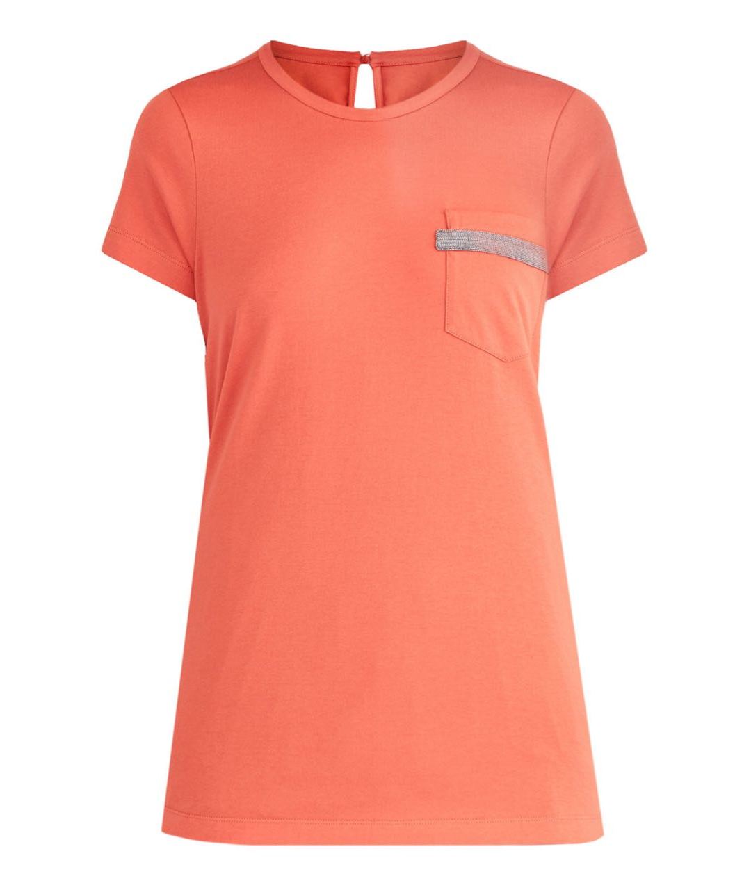 BRUNELLO CUCINELLI Оранжевая хлопковая футболка, фото 1