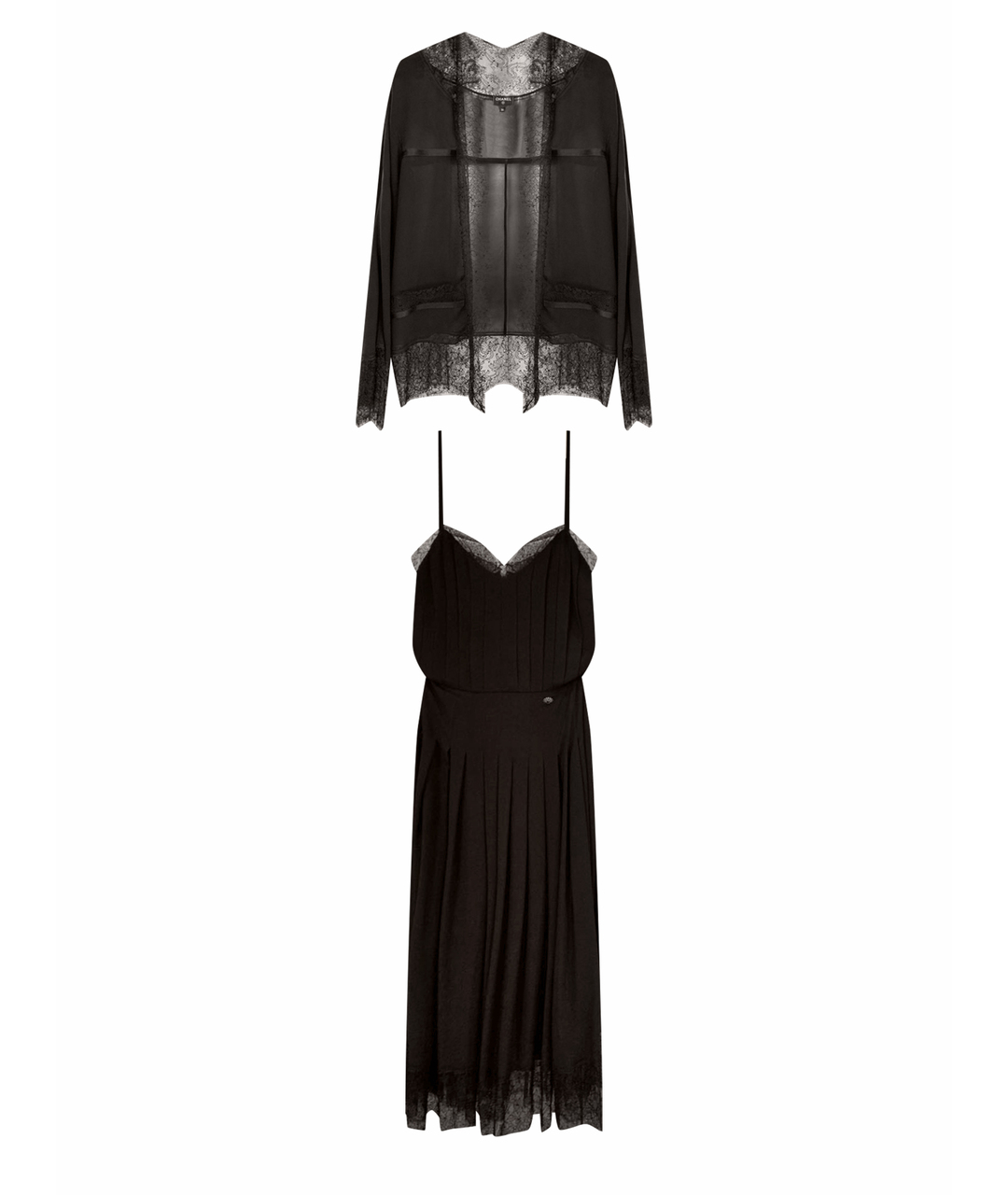 CHANEL PRE-OWNED Черный шелковый костюм с брюками, фото 1