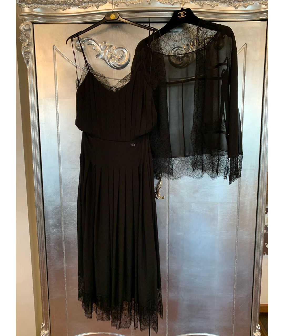 CHANEL PRE-OWNED Черный шелковый костюм с брюками, фото 7