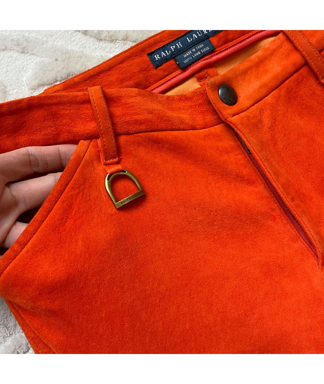 RALPH LAUREN COLLECTION Оранжевое замшевые брюки узкие, фото 3