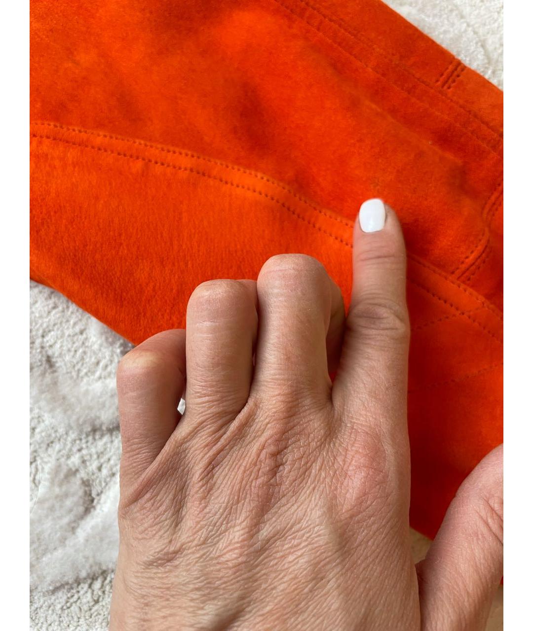 RALPH LAUREN COLLECTION Оранжевое замшевые брюки узкие, фото 7