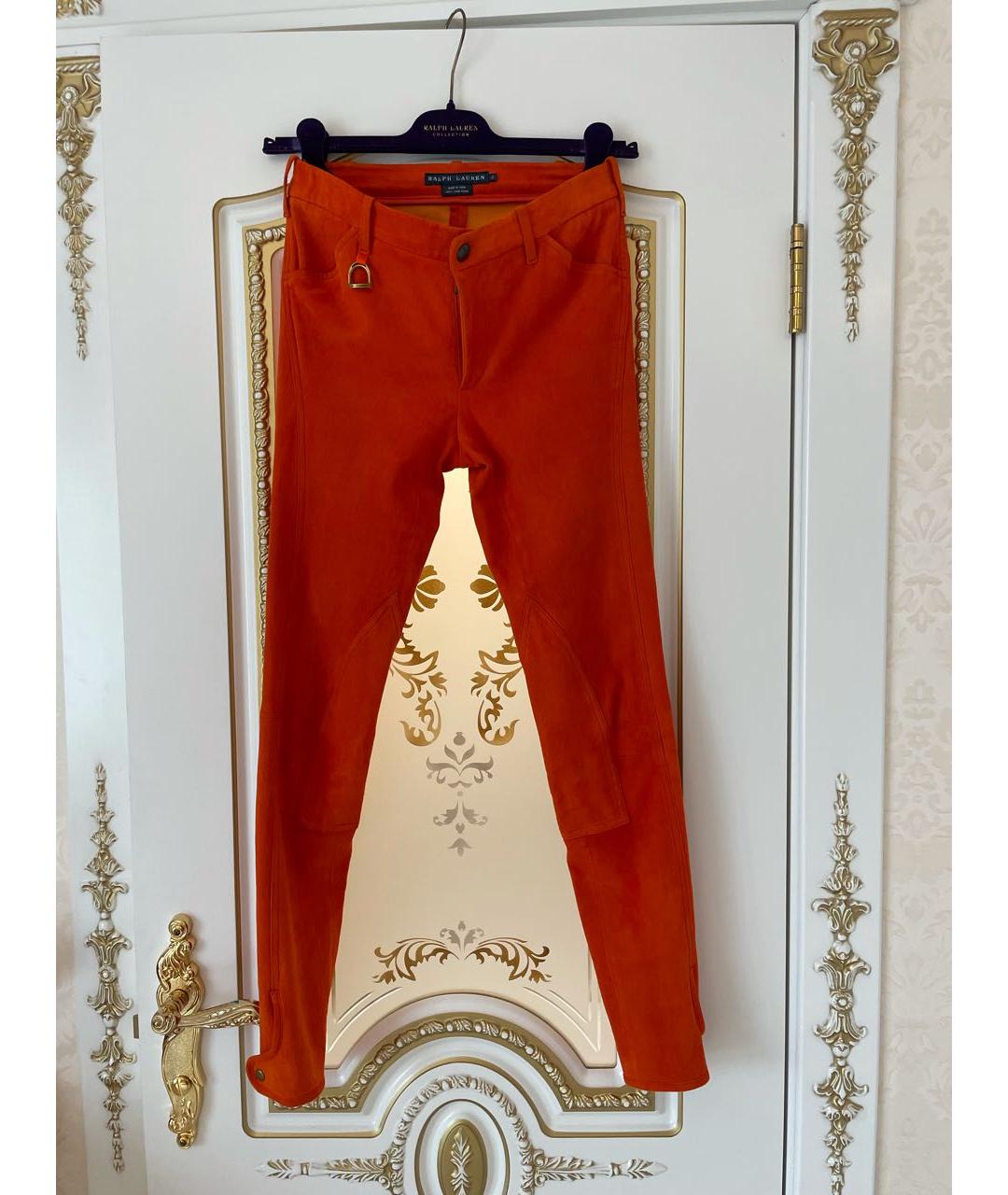 RALPH LAUREN COLLECTION Оранжевое замшевые брюки узкие, фото 9