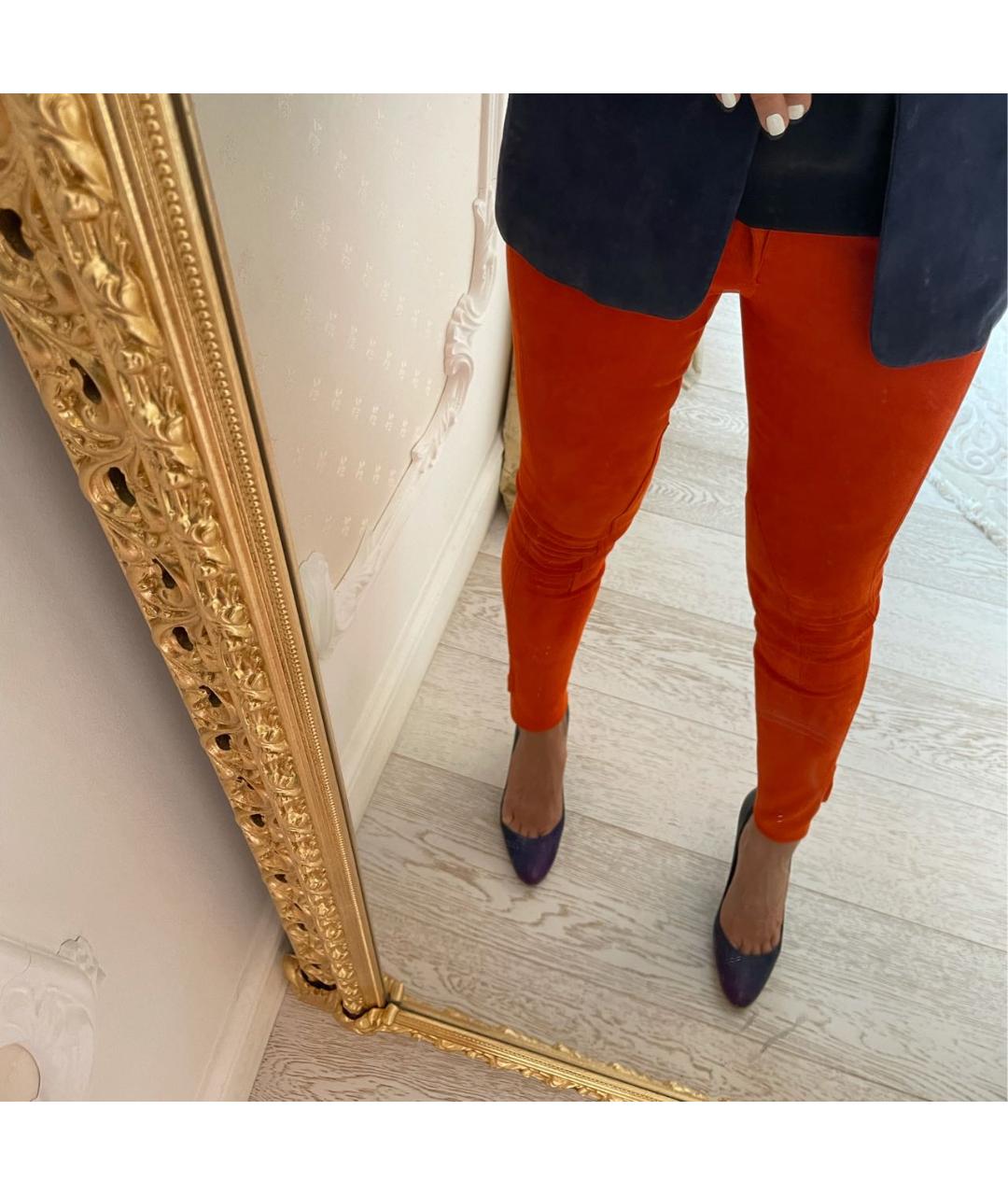 RALPH LAUREN COLLECTION Оранжевое замшевые брюки узкие, фото 2