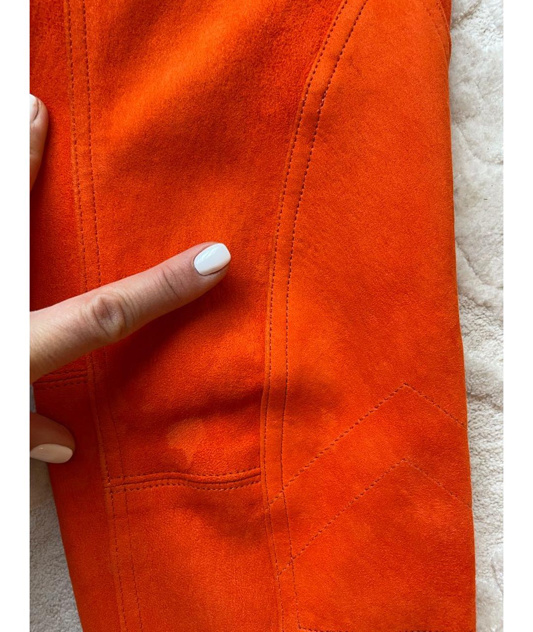RALPH LAUREN COLLECTION Оранжевое замшевые брюки узкие, фото 8