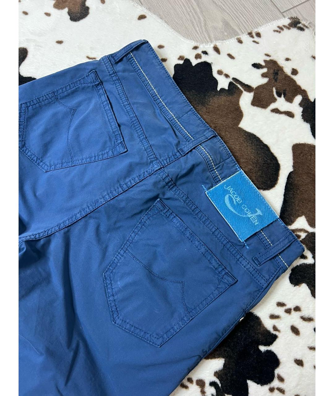 JACOB COHEN Синие хлопко-эластановые брюки чинос, фото 6