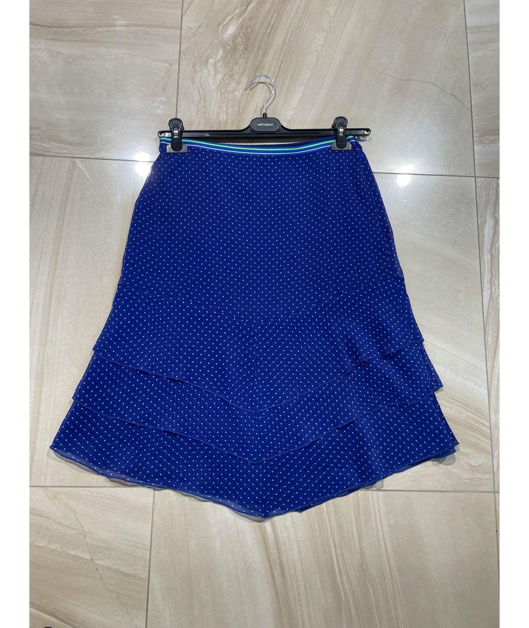 MARC CAIN Синяя полиэстеровая юбка миди, фото 2