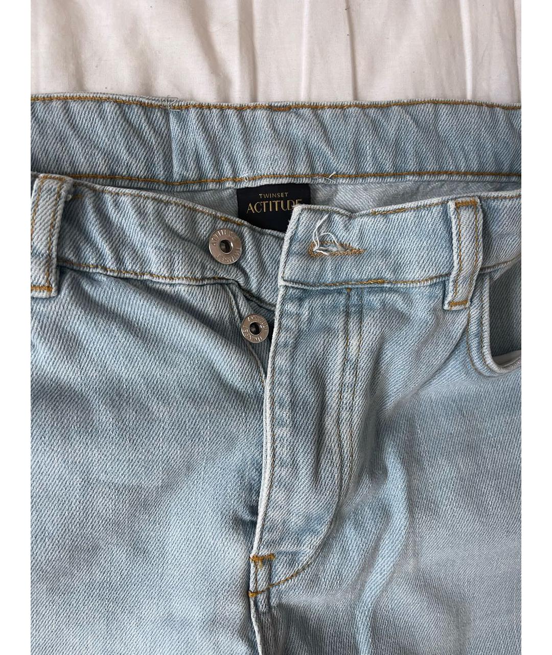 TWIN-SET Голубые хлопковые прямые джинсы, фото 2