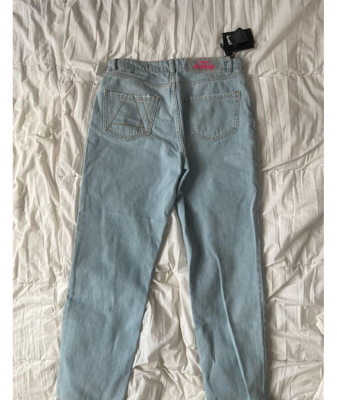 TWIN-SET Голубые хлопковые прямые джинсы, фото 4