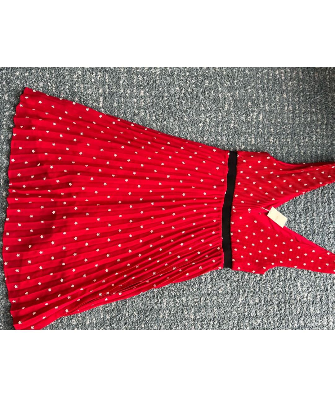 MAJE Красное шифоновое повседневное платье, фото 2
