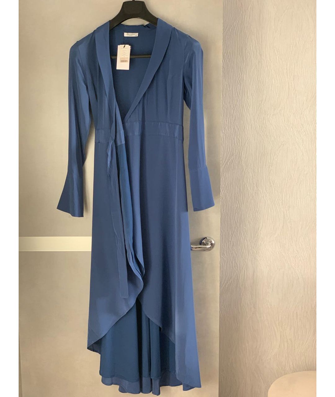 EQUIPMENT Синее шелковое повседневное платье, фото 9