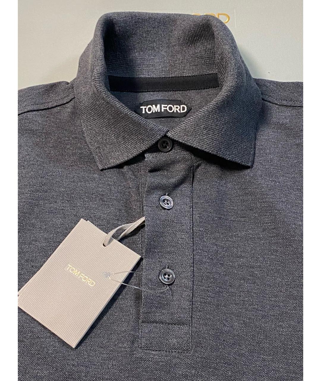 TOM FORD Серое хлопковое поло с коротким рукавом, фото 3