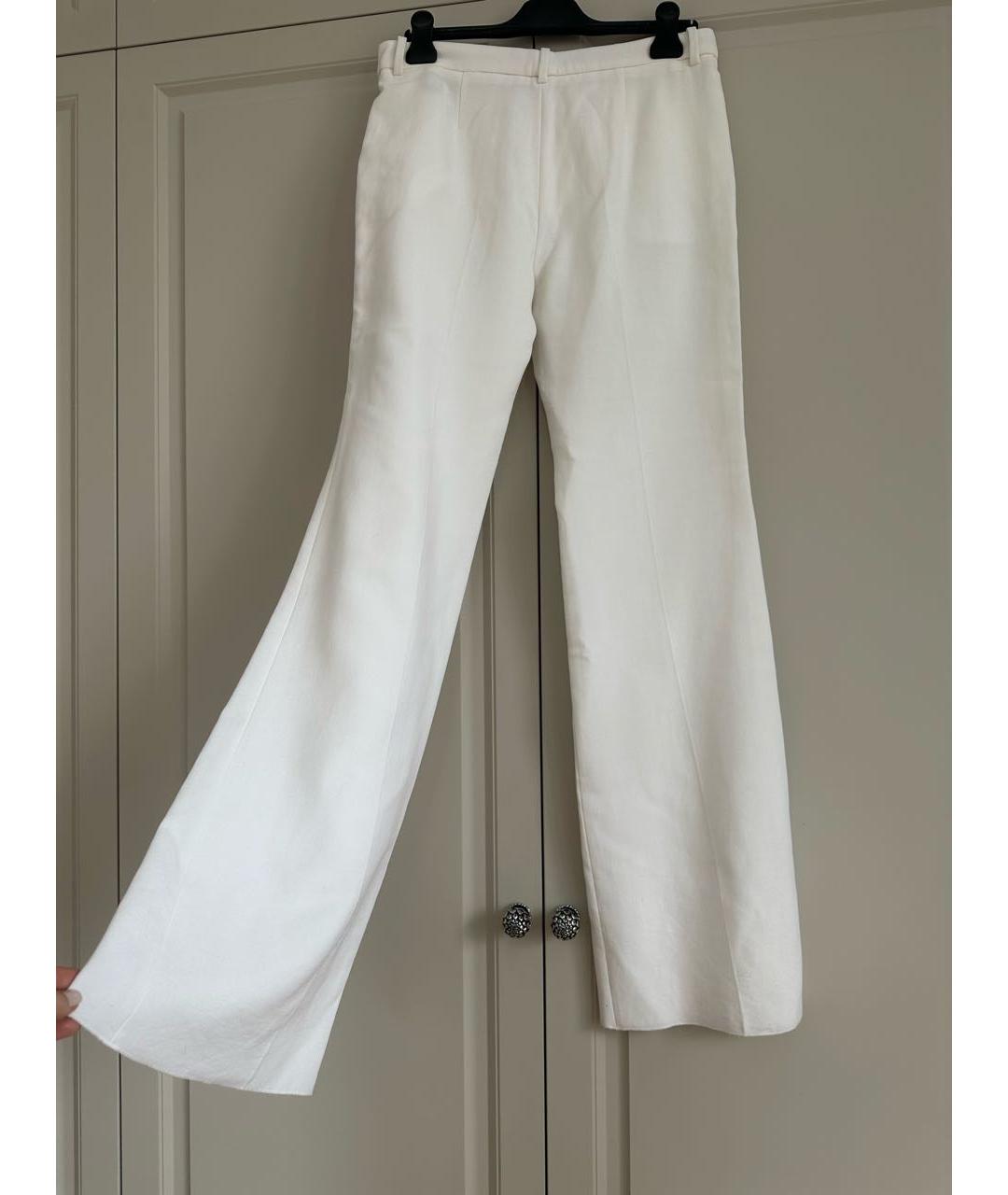 JUST CAVALLI Белые хлопковые прямые брюки, фото 3