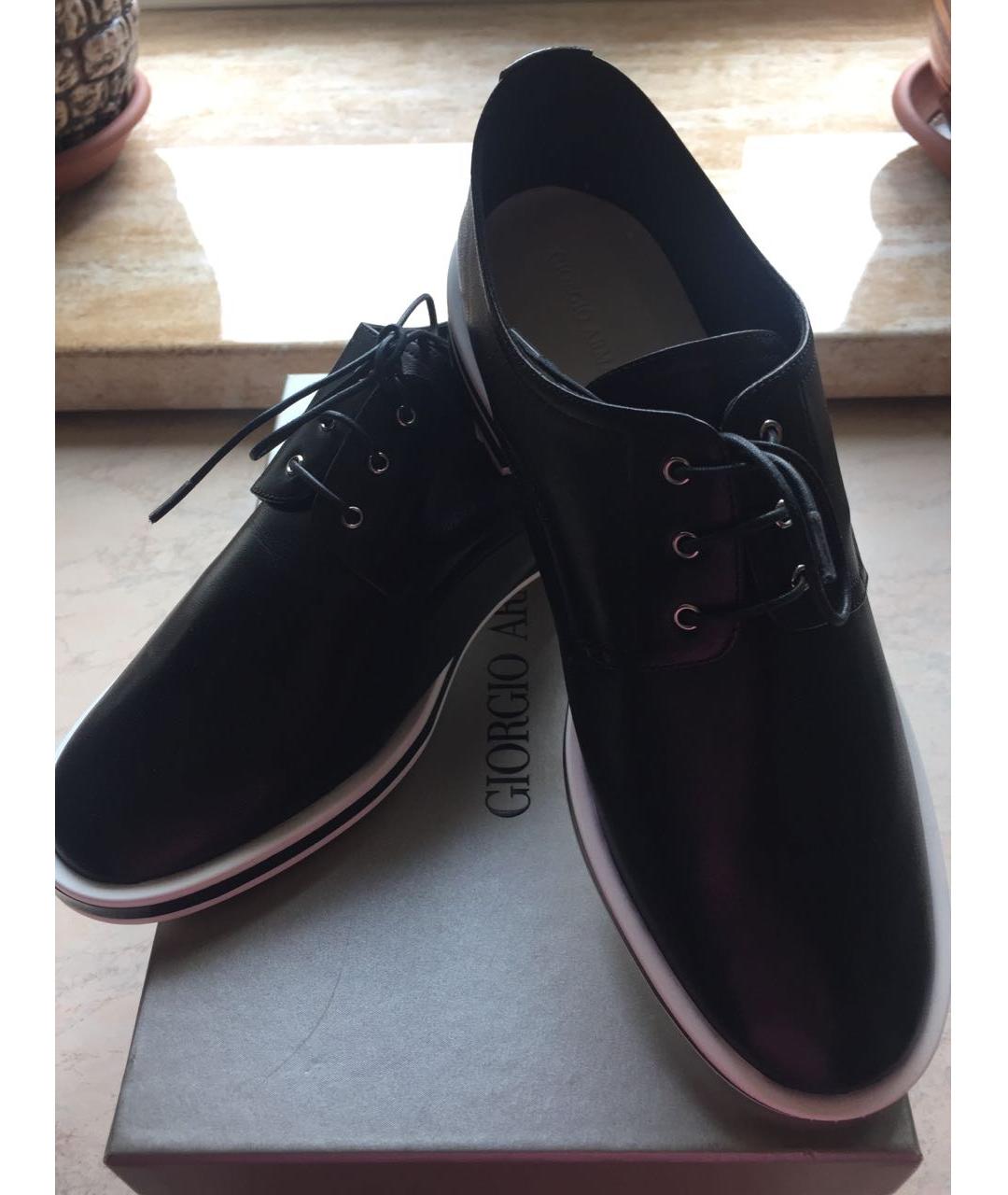 GIORGIO ARMANI Черные кожаные ботинки, фото 3