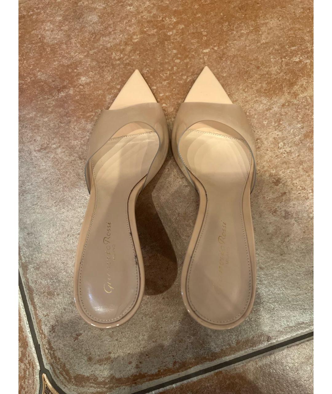 GIANVITO ROSSI Бежевые кожаные сабо, фото 3