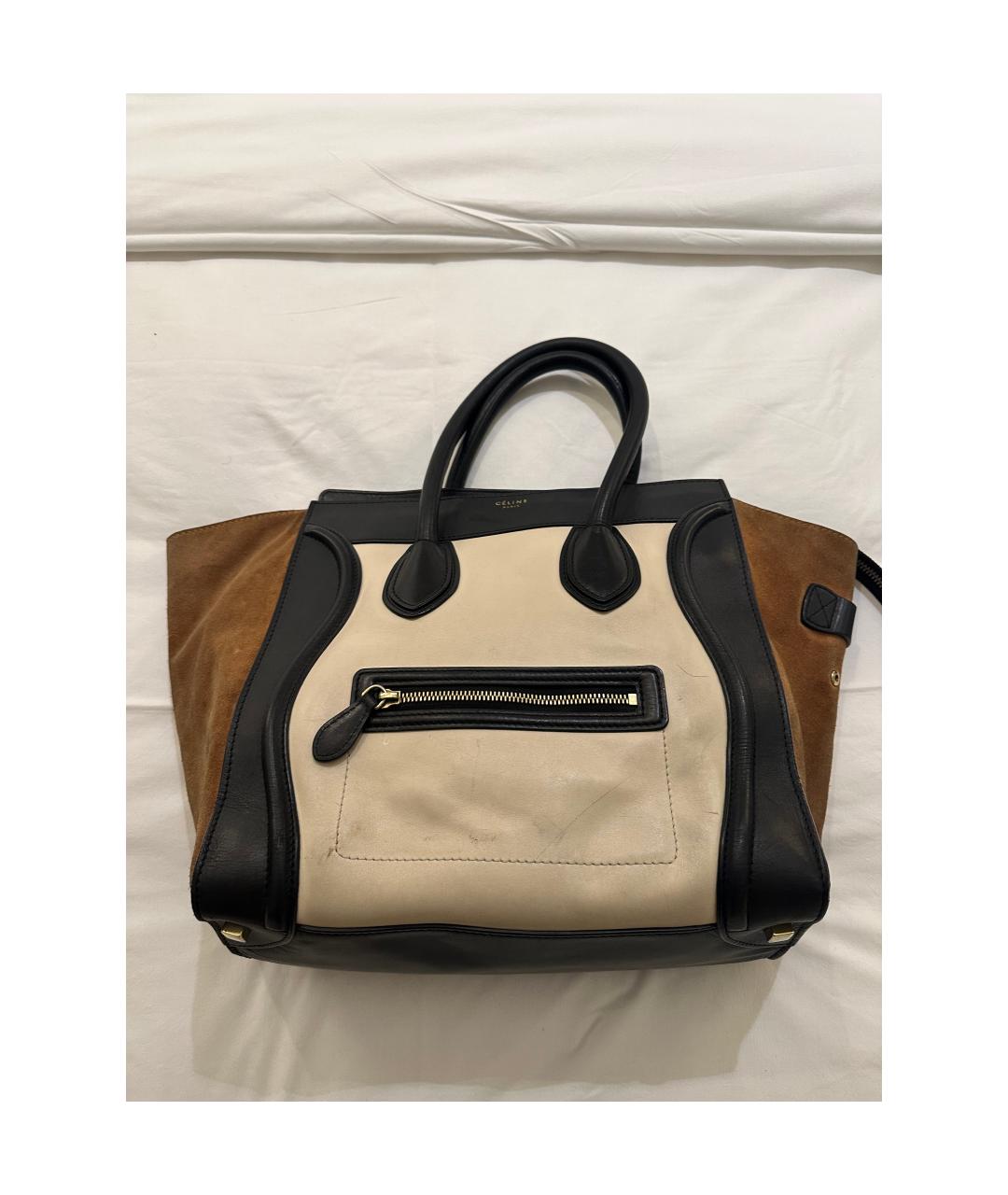 CELINE PRE-OWNED Бежевая кожаная сумка через плечо, фото 4