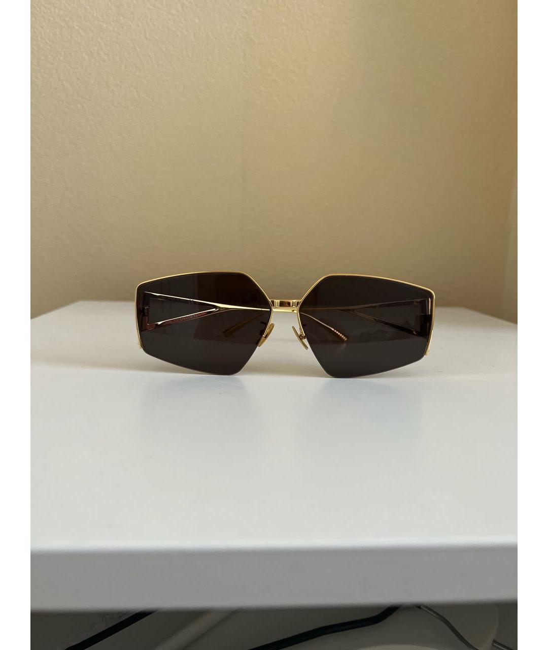 BOTTEGA VENETA Коричневые металлические солнцезащитные очки, фото 5