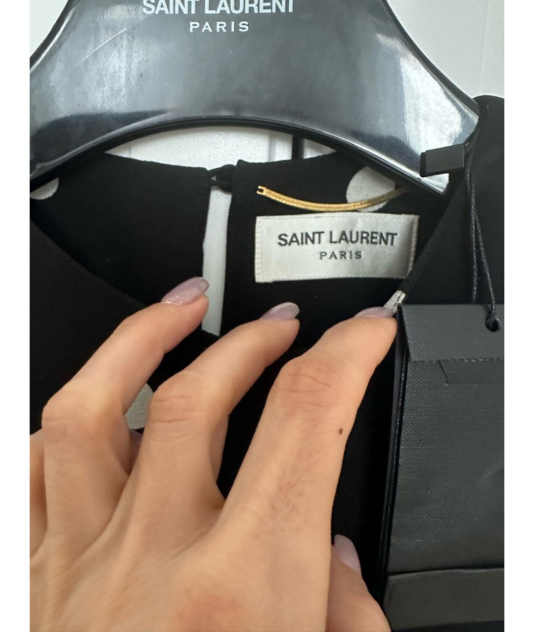 SAINT LAURENT Черное шелковое платье, фото 3