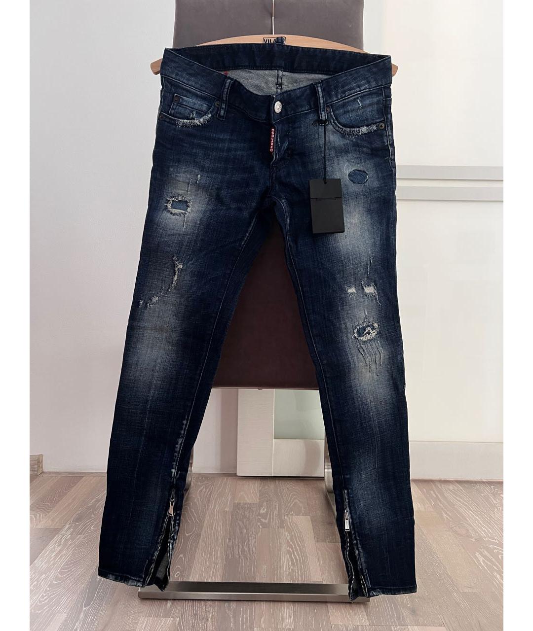 DSQUARED2 Темно-синие хлопко-эластановые джинсы слим, фото 6