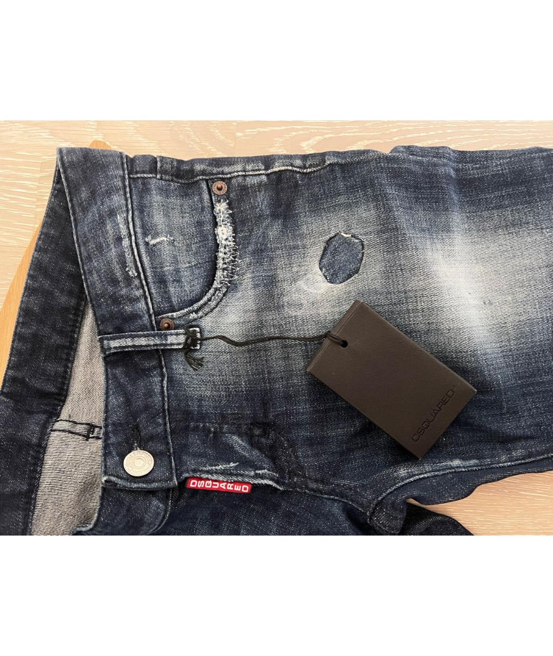 DSQUARED2 Темно-синие хлопко-эластановые джинсы слим, фото 4