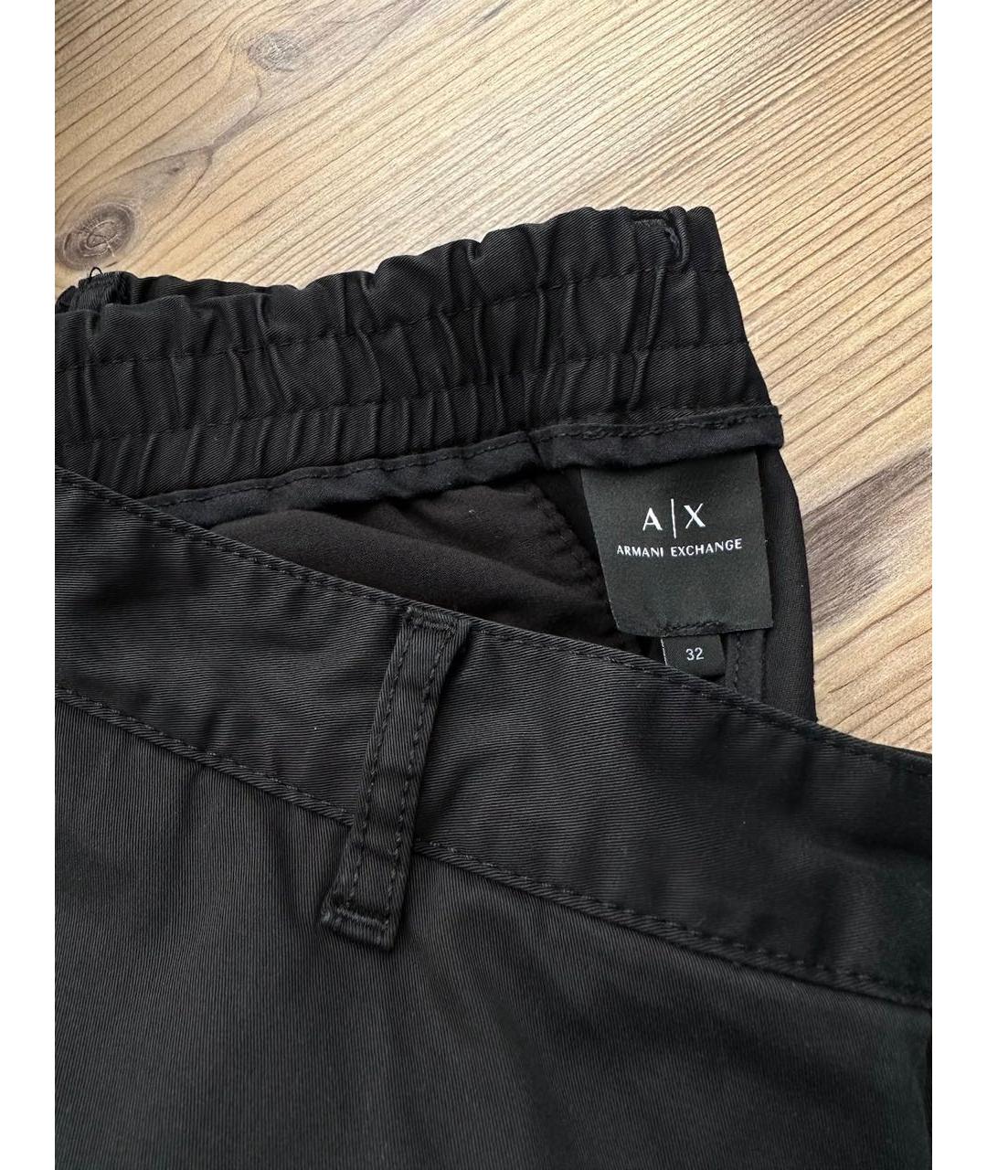 ARMANI EXCHANGE Черные хлопко-эластановые повседневные брюки, фото 3