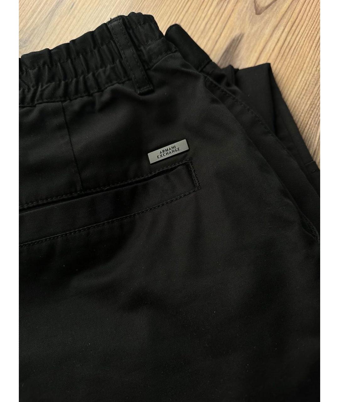 ARMANI EXCHANGE Черные хлопко-эластановые повседневные брюки, фото 5
