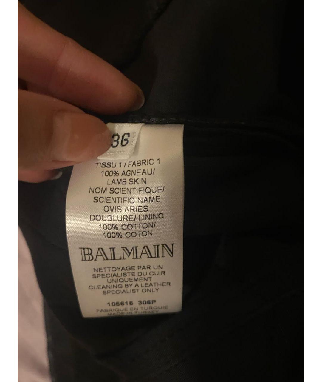 BALMAIN Черные кожаные брюки узкие, фото 4