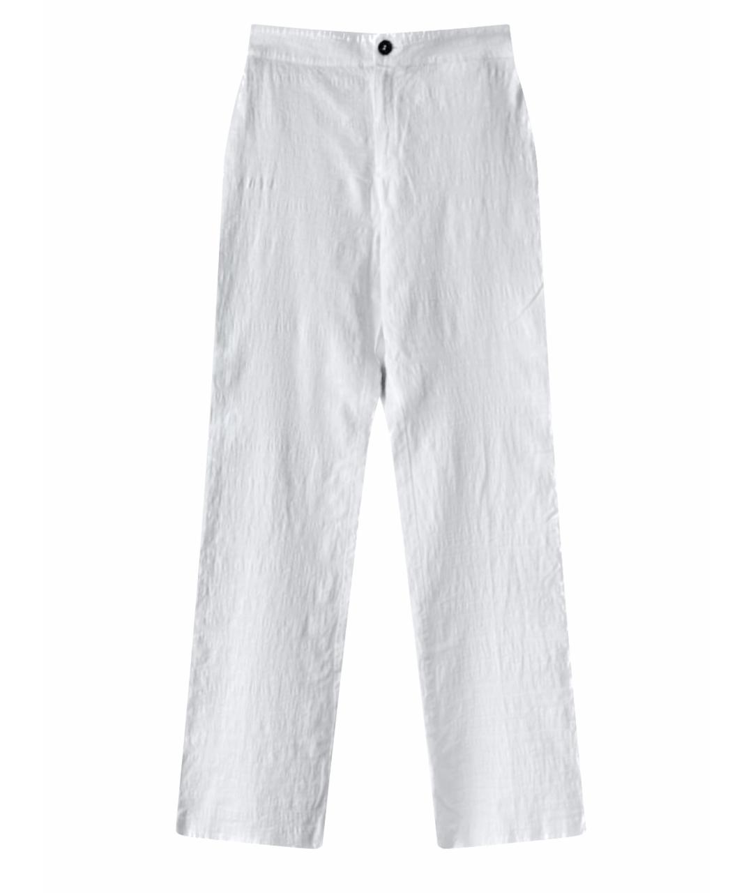 BURBERRY Белые хлопко-эластановые прямые брюки, фото 1