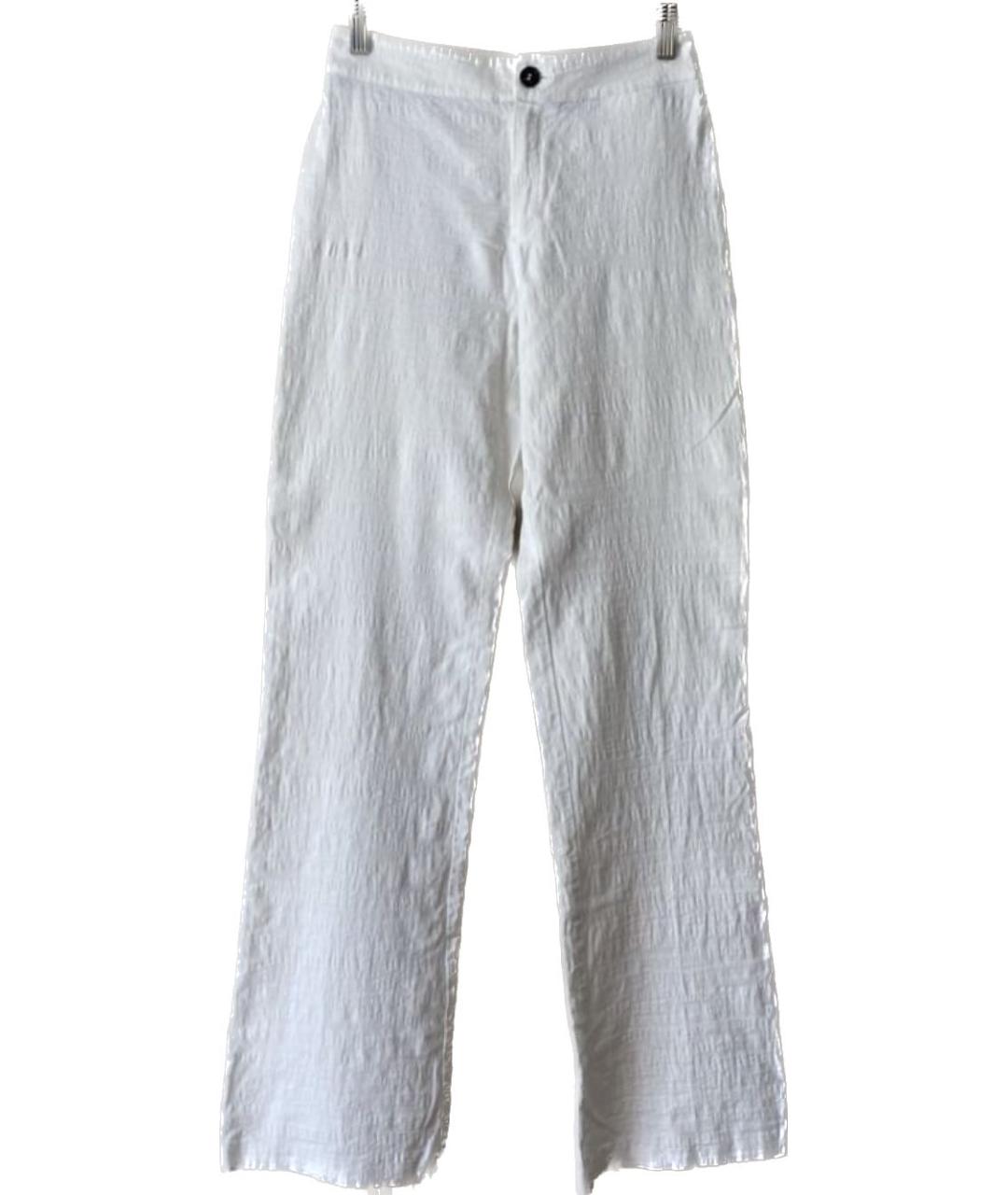 BURBERRY Белые хлопко-эластановые прямые брюки, фото 8