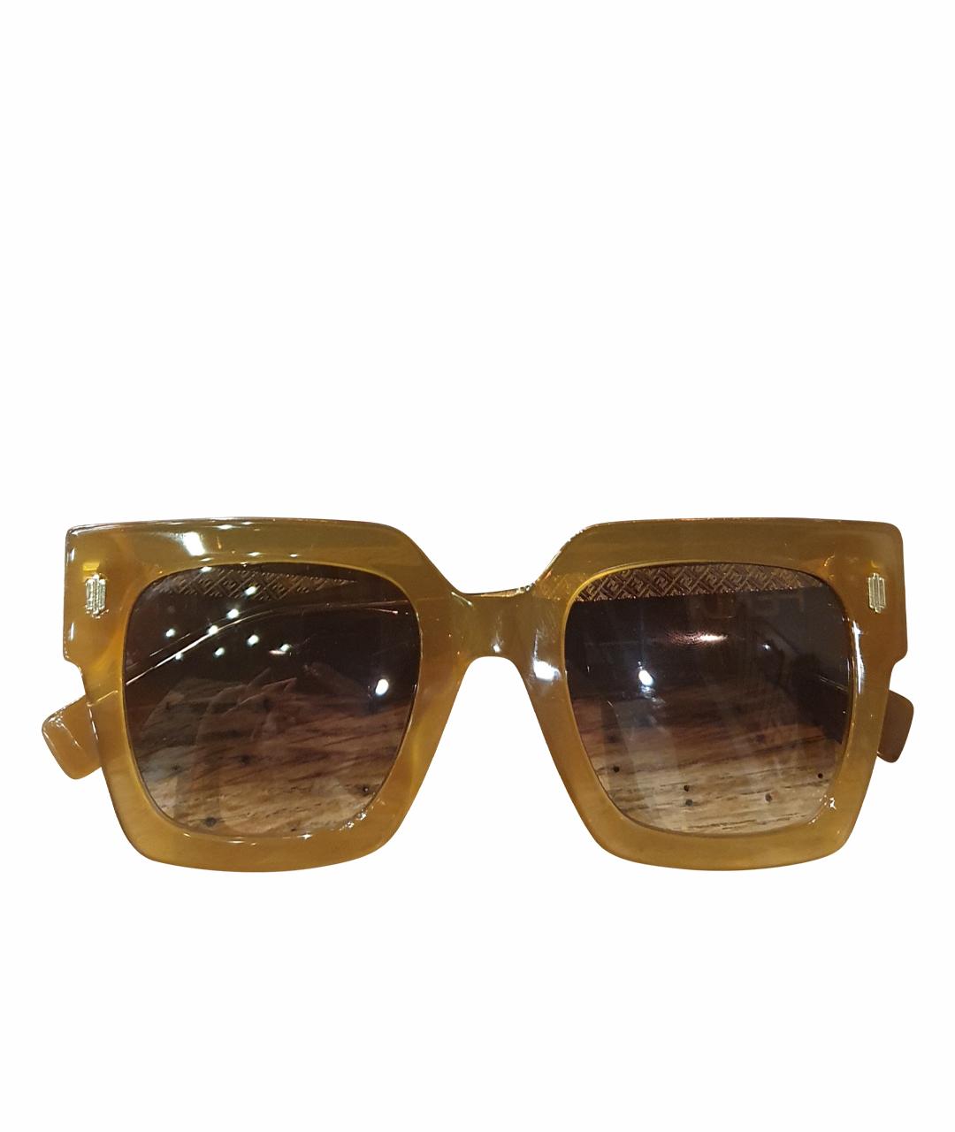 FENDI Желтые пластиковые солнцезащитные очки, фото 1