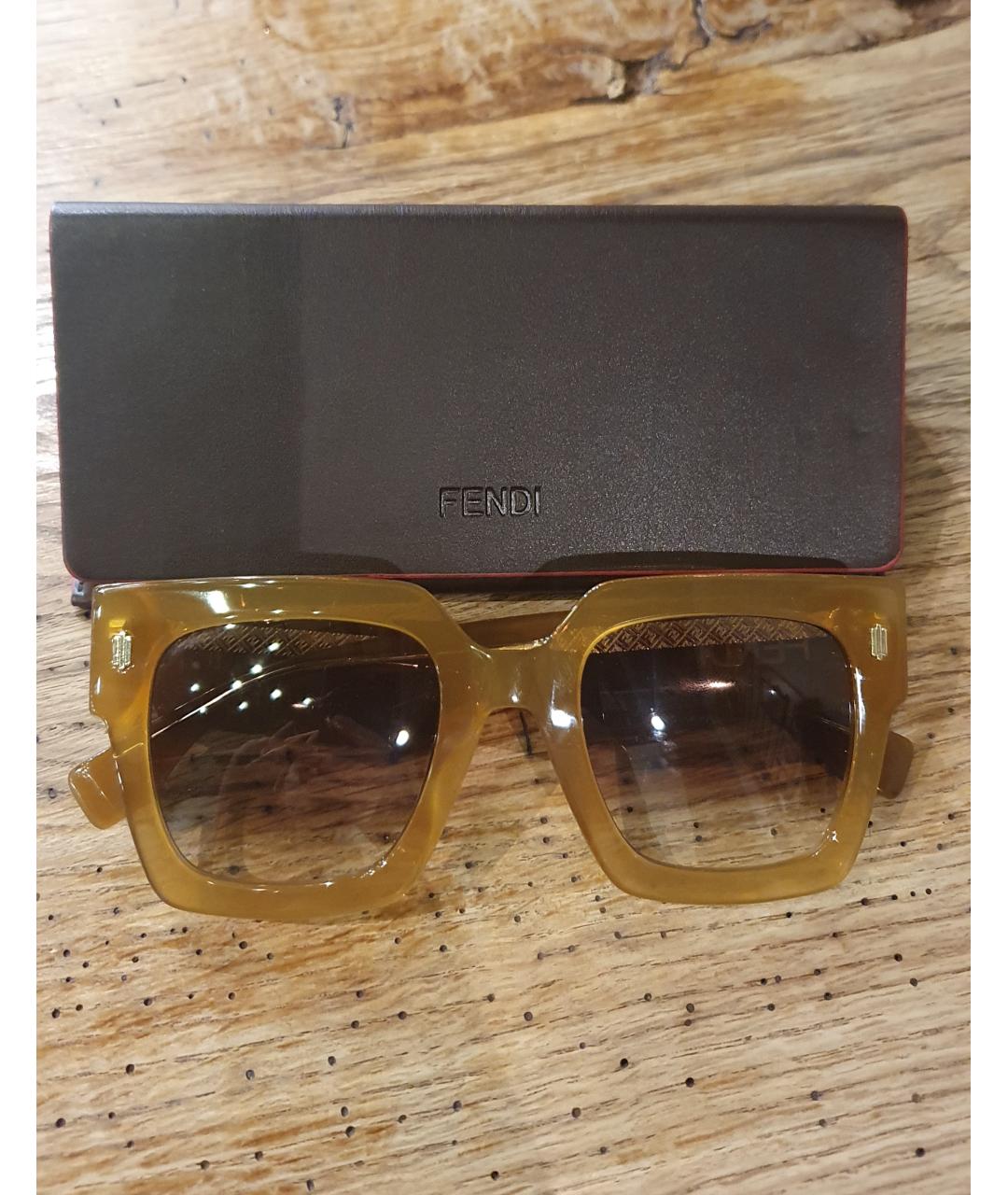 FENDI Желтые пластиковые солнцезащитные очки, фото 5