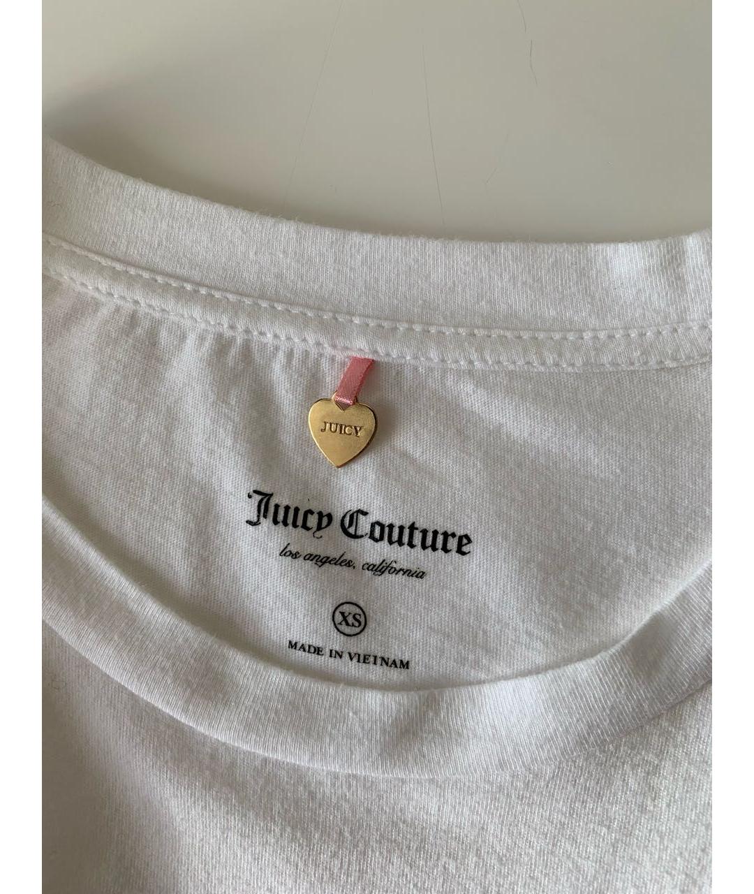 JUICY COUTURE Белая хлопковая футболка, фото 4