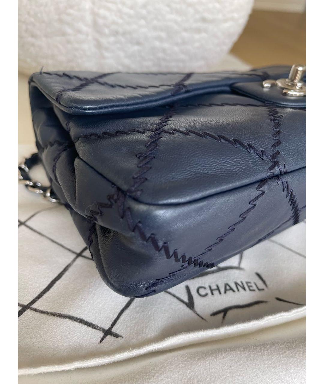 CHANEL PRE-OWNED Темно-синяя кожаная сумка через плечо, фото 5