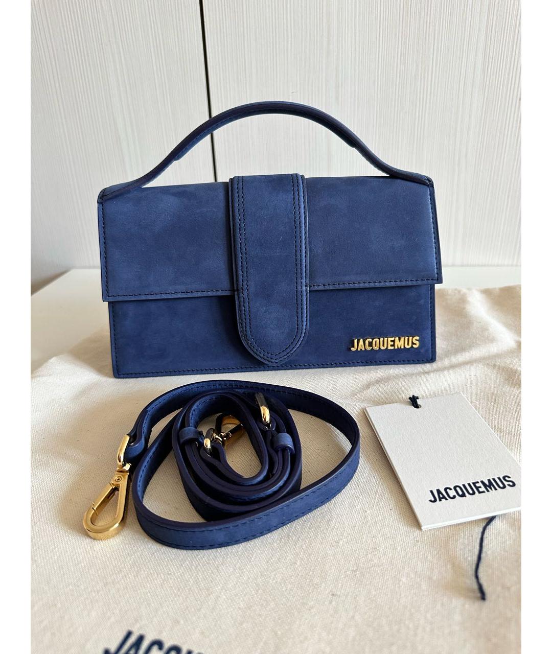 JACQUEMUS Темно-синяя замшевая сумка через плечо, фото 7
