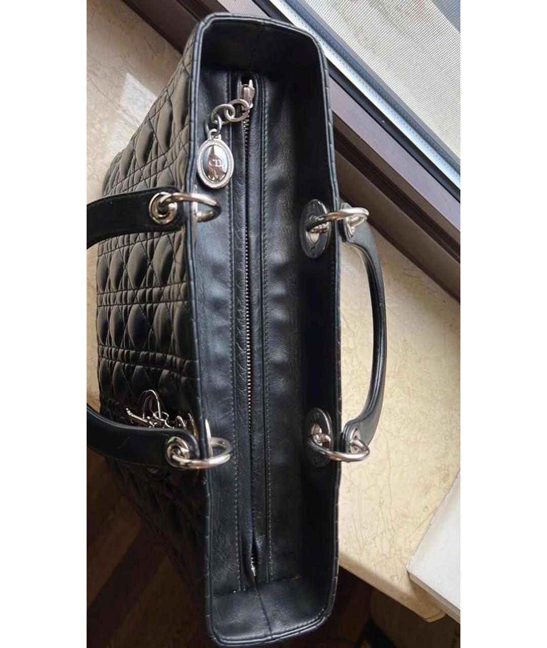 CHRISTIAN DIOR PRE-OWNED Черная кожаная сумка с короткими ручками, фото 6