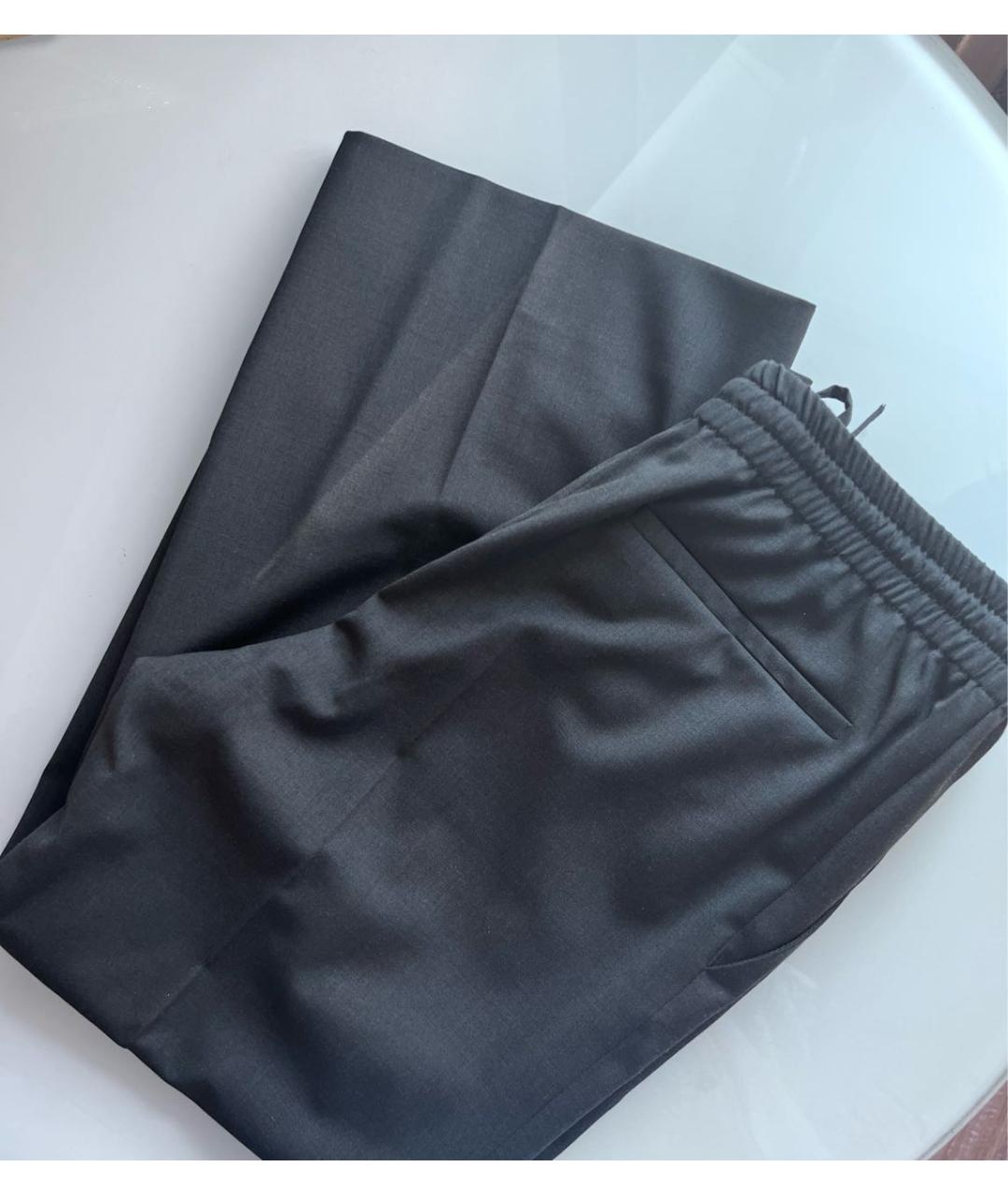 MIU MIU Антрацитовые шерстяные прямые брюки, фото 5