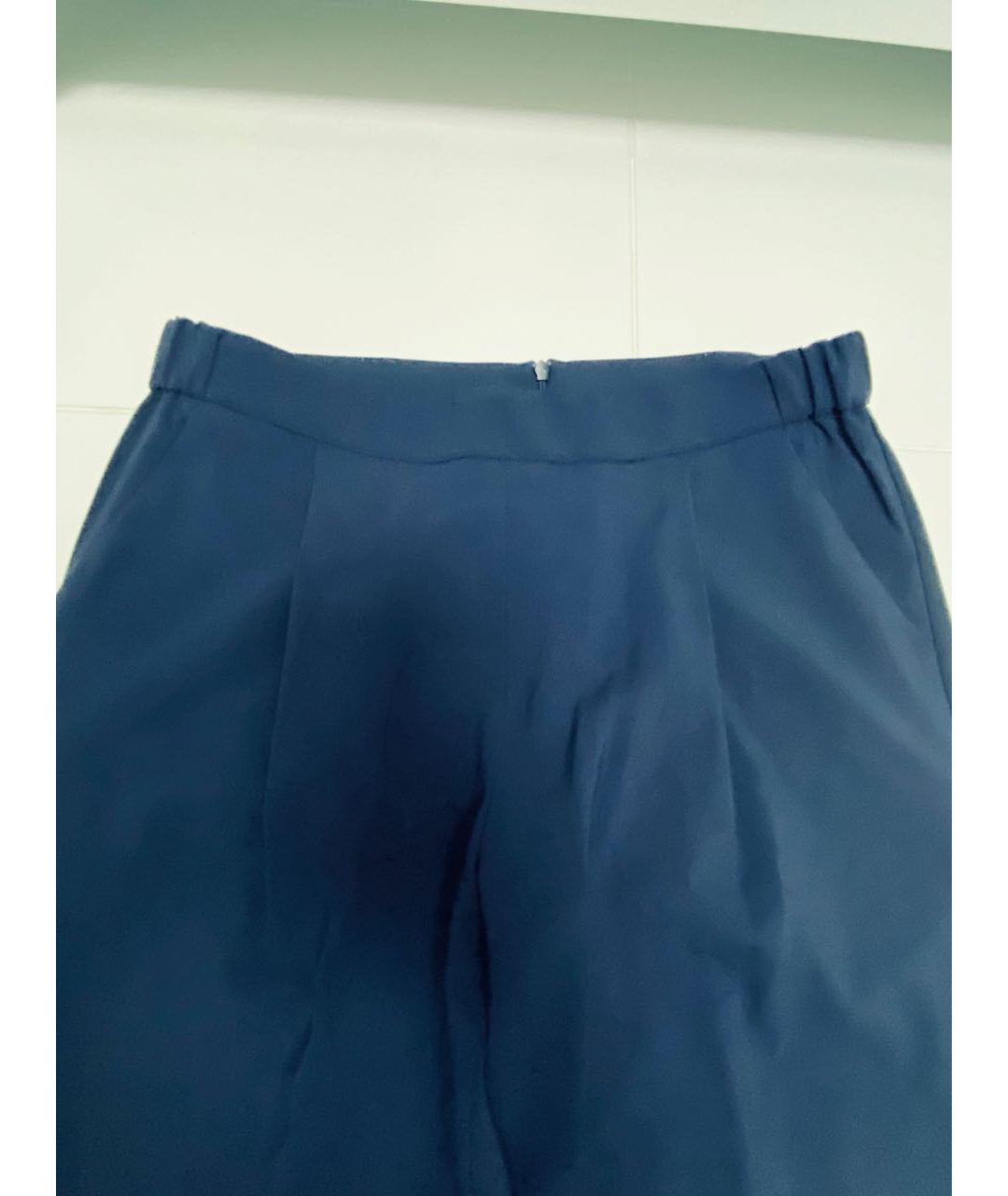 ERIKA CAVALLINI Темно-синие шерстяные прямые брюки, фото 7