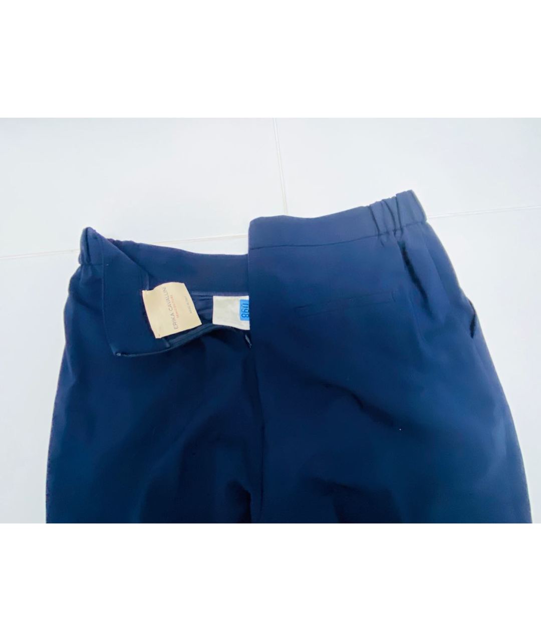 ERIKA CAVALLINI Темно-синие шерстяные прямые брюки, фото 6