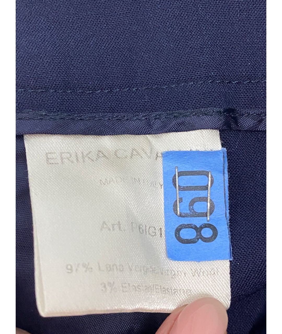 ERIKA CAVALLINI Темно-синие шерстяные прямые брюки, фото 5